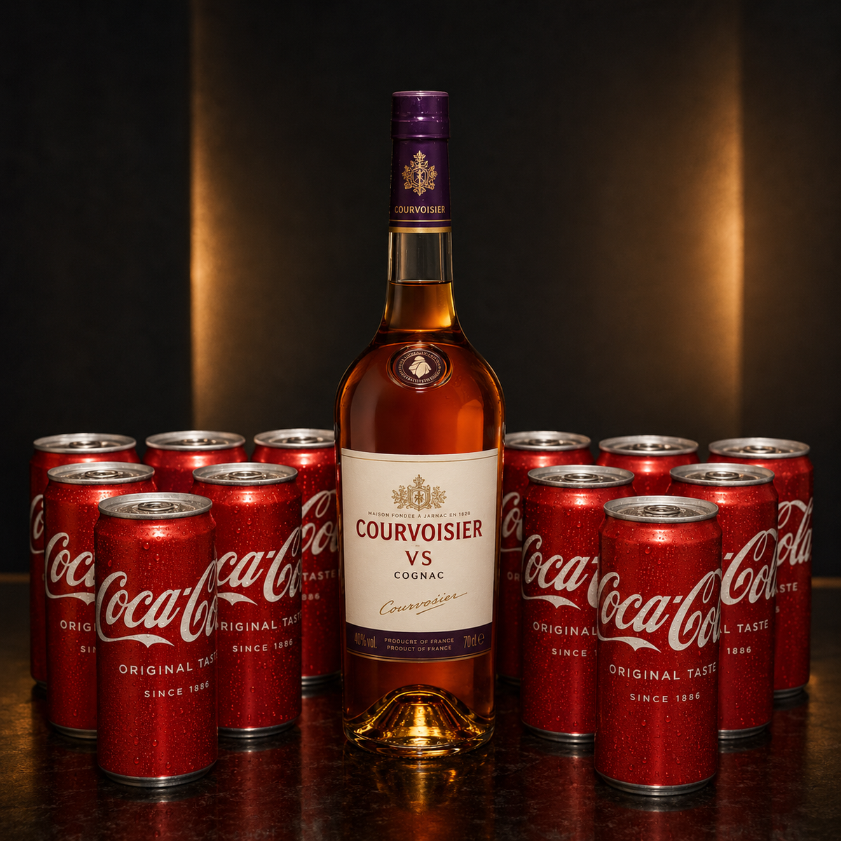Courvoisier 70cl with 12 Coca-Cola Mixers