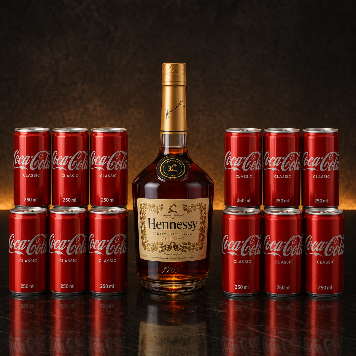 Hennessy 70cl with 12 Coca-Cola Mixers